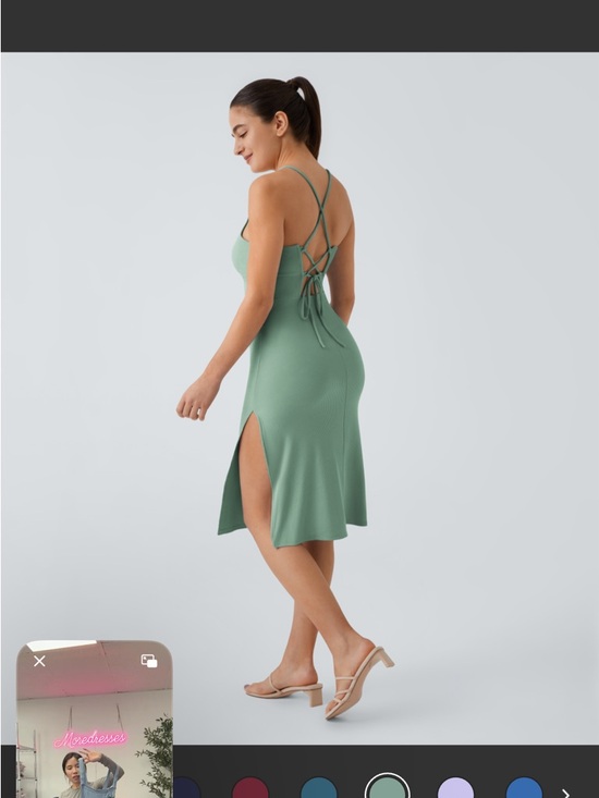 HALARA Dresses & Skirts - HALARA Sage Green Strappy Back Midi Dress
